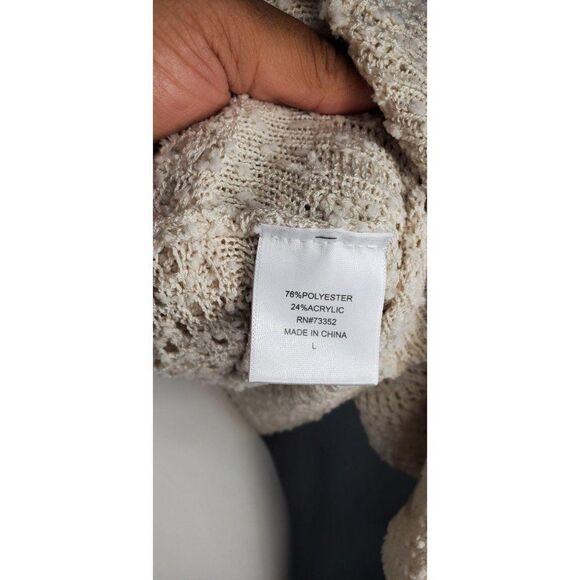 Hooked Up Long Sleeve Mixed Knit Sweater XS Cream - Picture 3 of 5